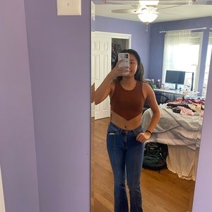 NWOT brown urban cropped v tank